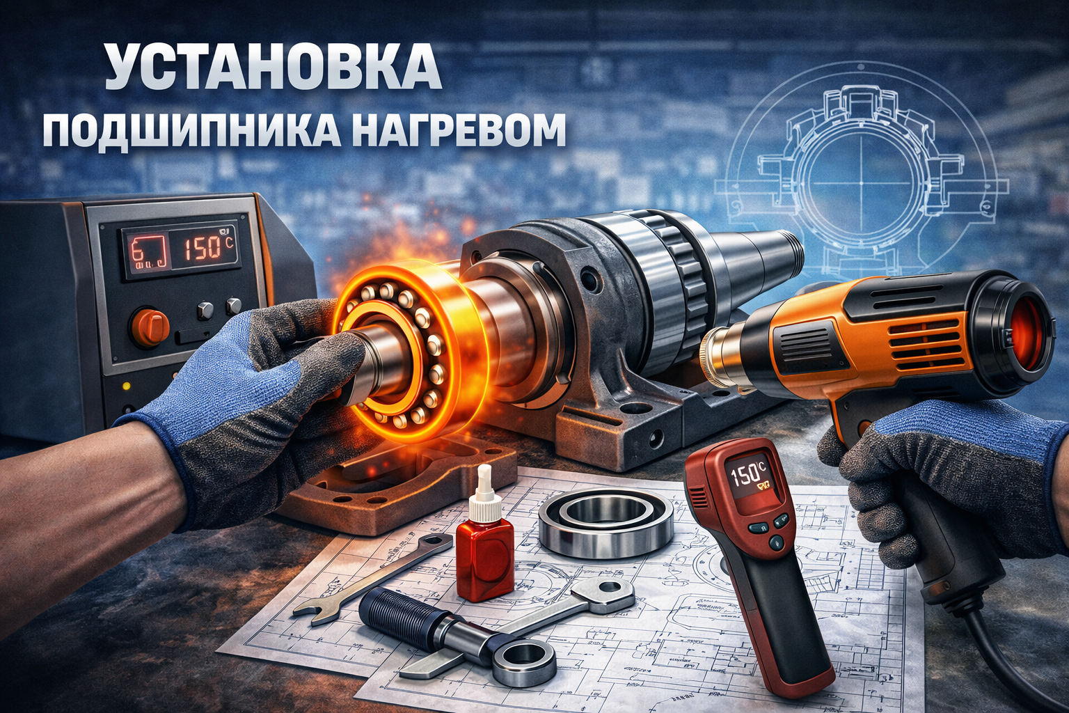 Установка подшипника нагревом
